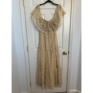 Candi Jones California Vintage 70s Lace Prairie Cottagecore Maxi Dress
